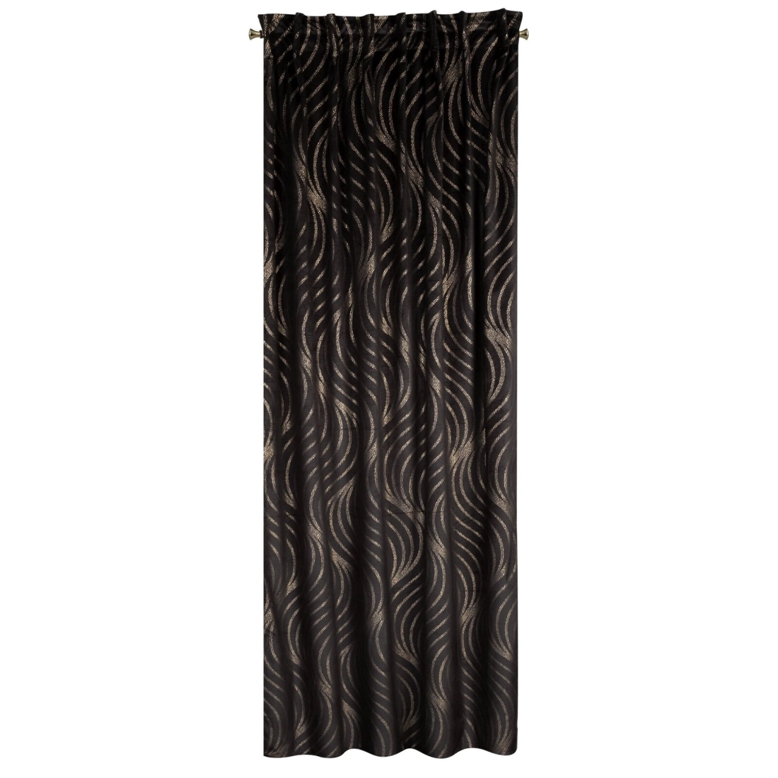 Závěs 140 x 270 cm sametový černý, zlatý na řasicí pásku VICTORIA 3 - Limited Collection