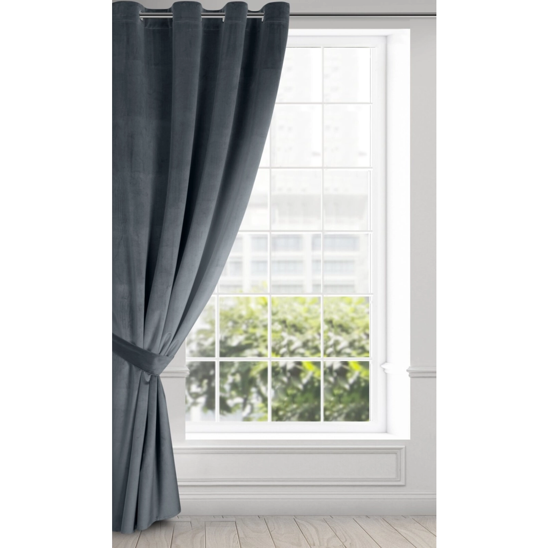 Záves 140x270 cm zamatový grafitový na kovové krúžky ANTARA