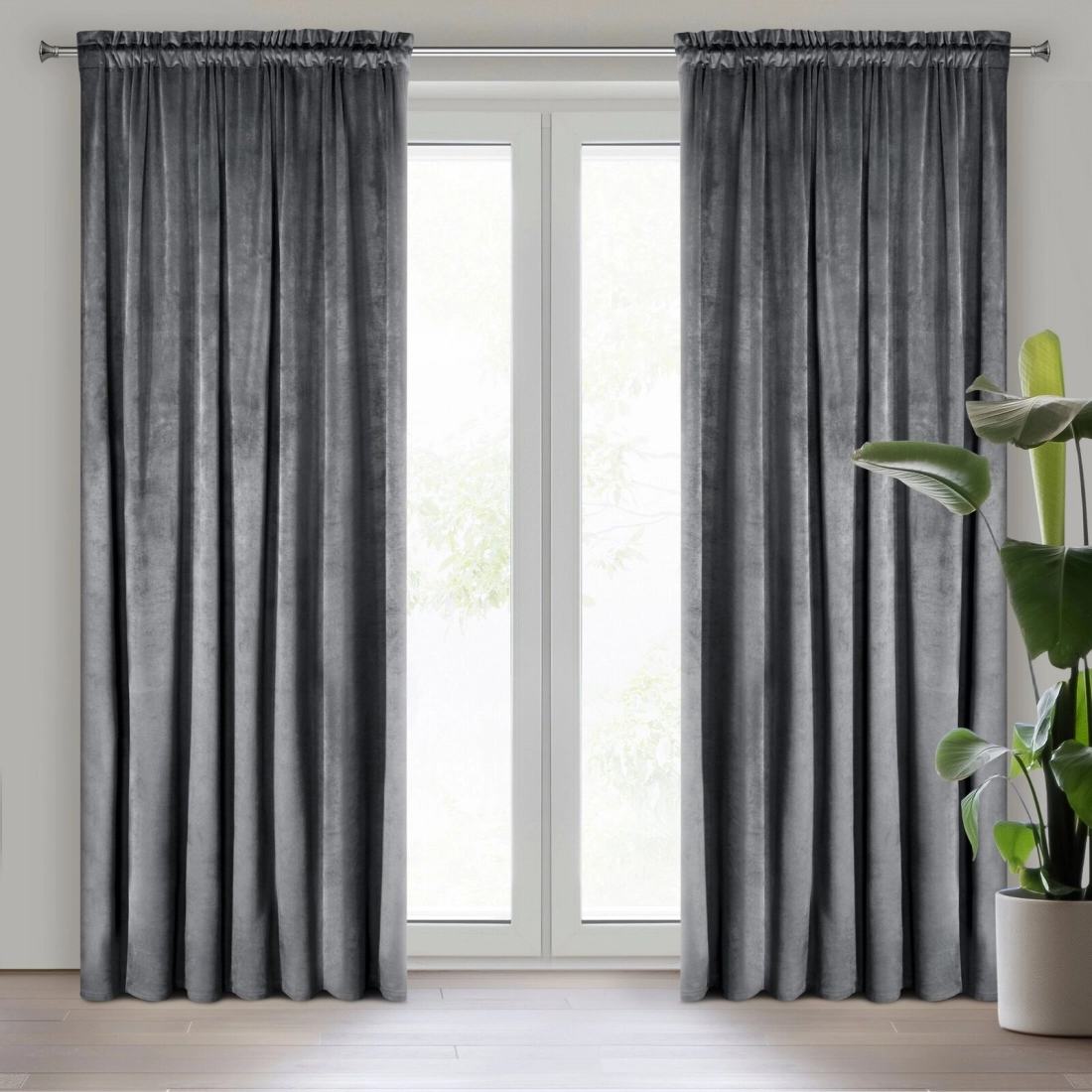 Záves 140x270 cm zamatový grafitový na riasiacu pásku ROSA Design 91