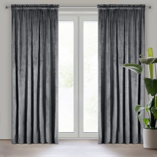 Záves 140x270 cm zamatový grafitový na riasiacu pásku ROSA Design 91