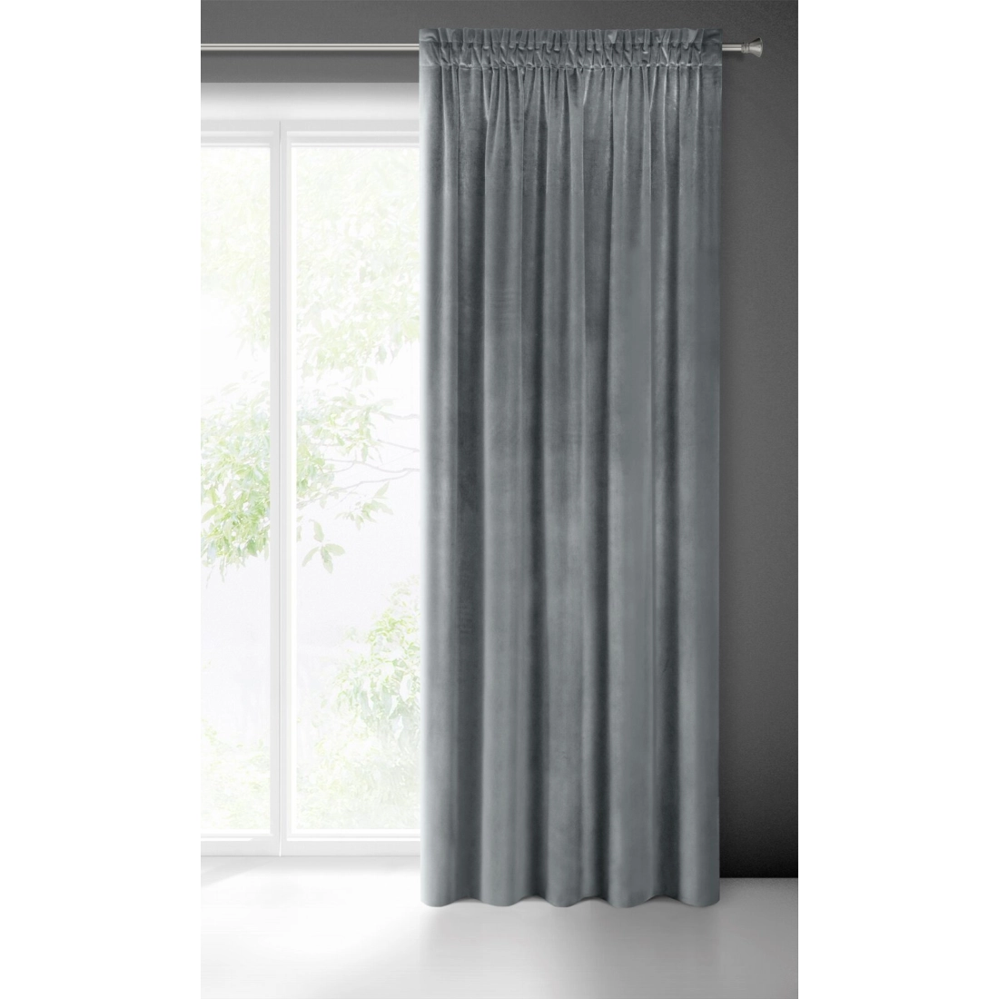 Záves 140x270 cm zamatový grafitový na riasiacu pásku SAMANTA