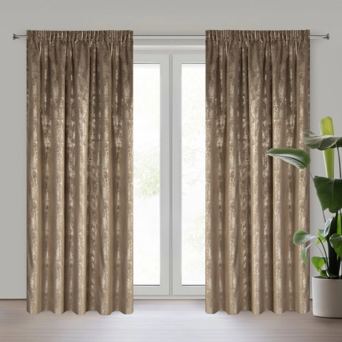 Záves 140x270 cm zamatový hnedý šampanský na riasiacu pásku INGRID