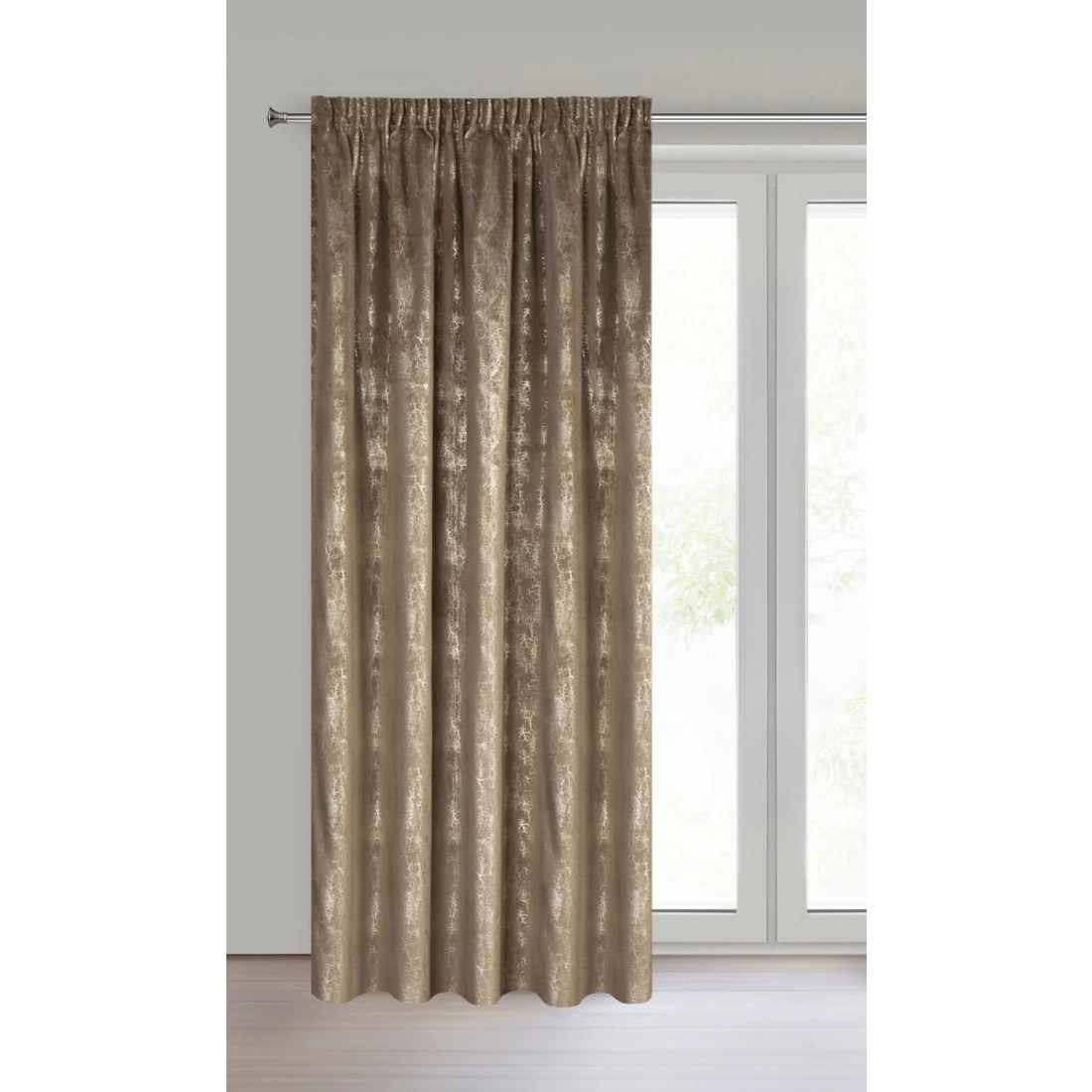 Záves 140x270 cm zamatový hnedý šampanský na riasiacu pásku INGRID