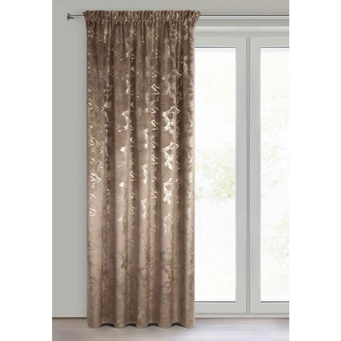 Záves 140x270 cm zamatový hnedý šampanský na riasiacu pásku RAJA