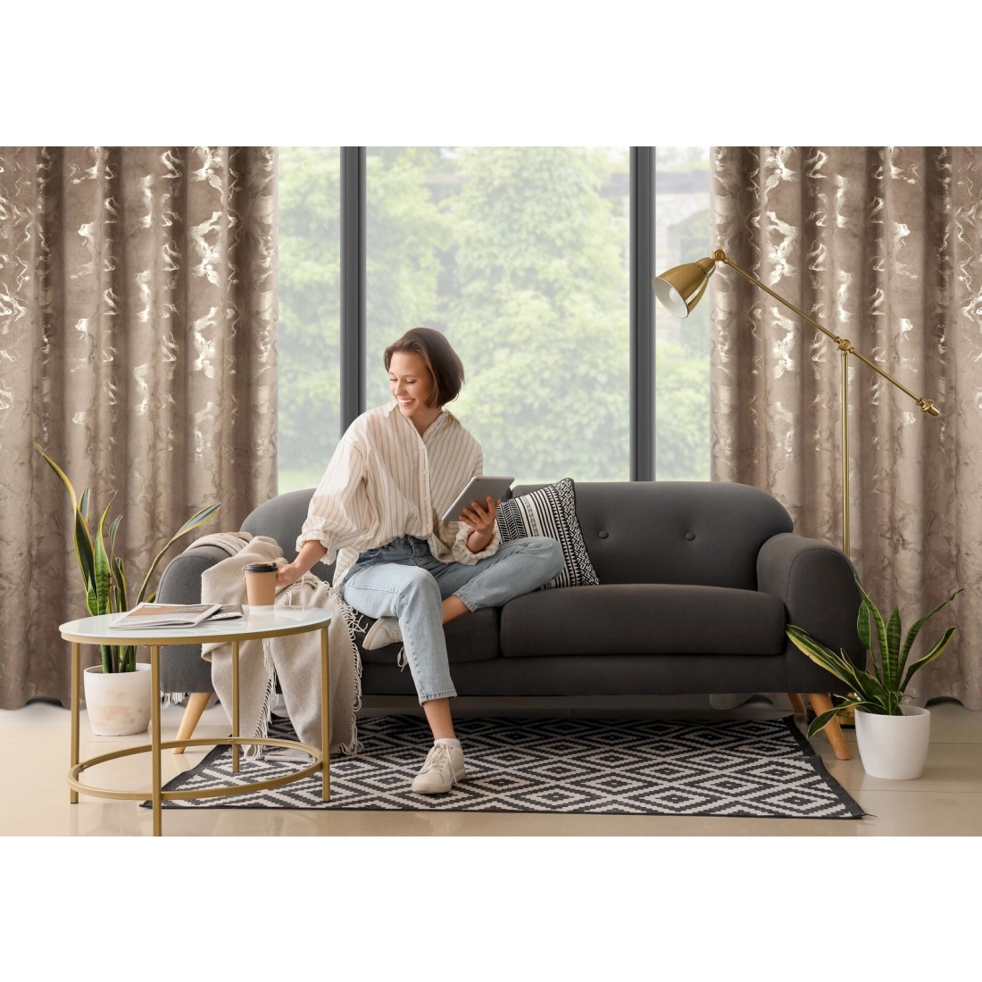 Záves 140x270 cm zamatový hnedý šampanský na riasiacu pásku RAJA