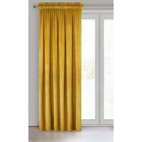 Záves 140x270 cm zamatový horčicový na riasiacu pásku MELANIE