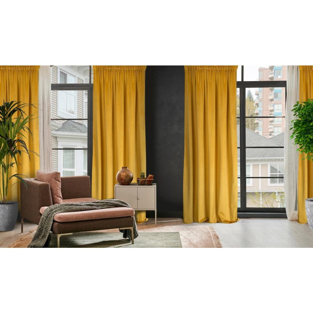 Záves 140x270 cm zamatový horčicový na riasiacu pásku ROSA Design 91