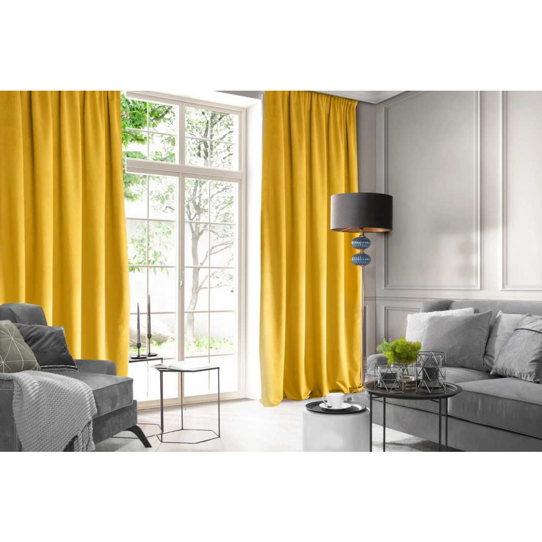 Záves 140x270 cm zamatový horčicový na riasiacu pásku ROSA Design 91