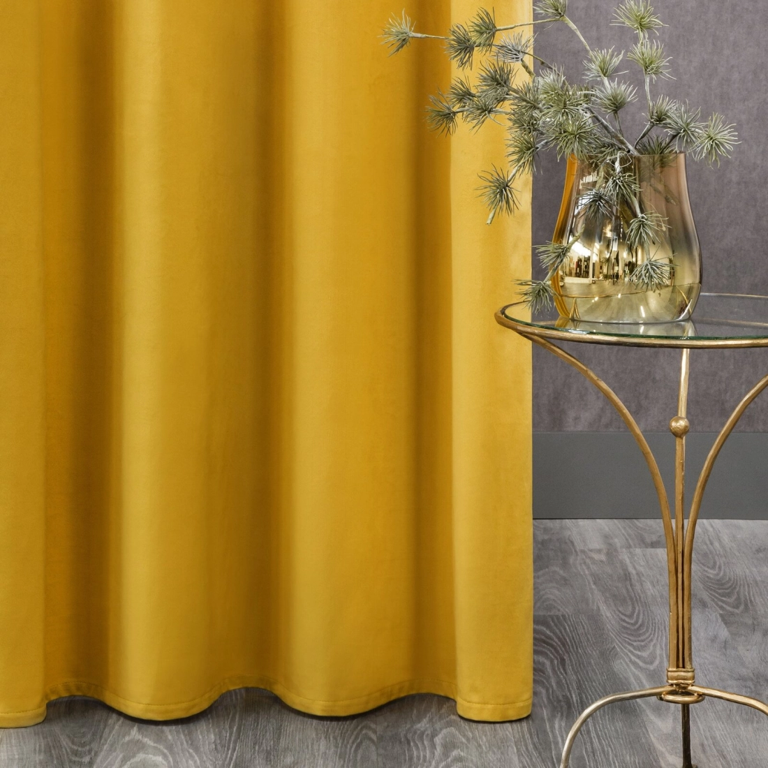 Záves 140x270 cm zamatový horčicový na riasiacu pásku ROSA Design 91