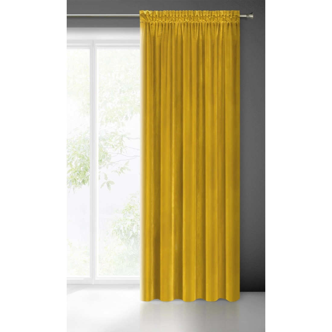 Záves 140x270 cm zamatový horčicový na riasiacu pásku SAMANTA