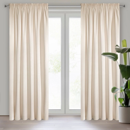 Sametový závěs 140x270 cm světle béžový na řasící pásku VILLA