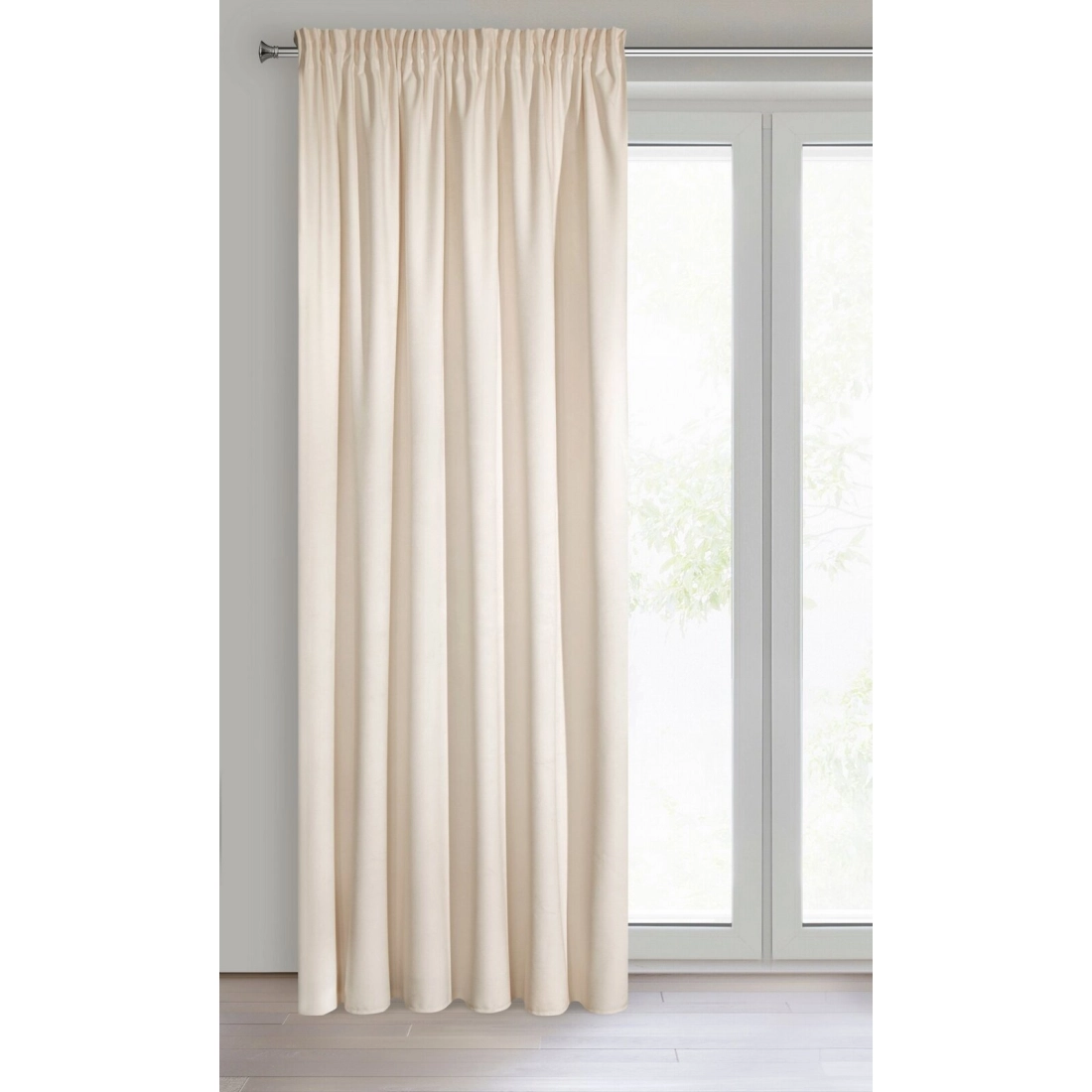 Sametový závěs 140x270 cm světle béžový na řasící pásku VILLA