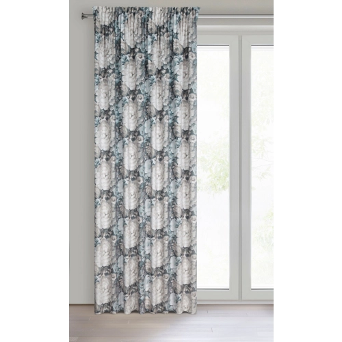 Záves 140x270 cm zamatový krémový, modrý na riasiacu pásku LUCIA