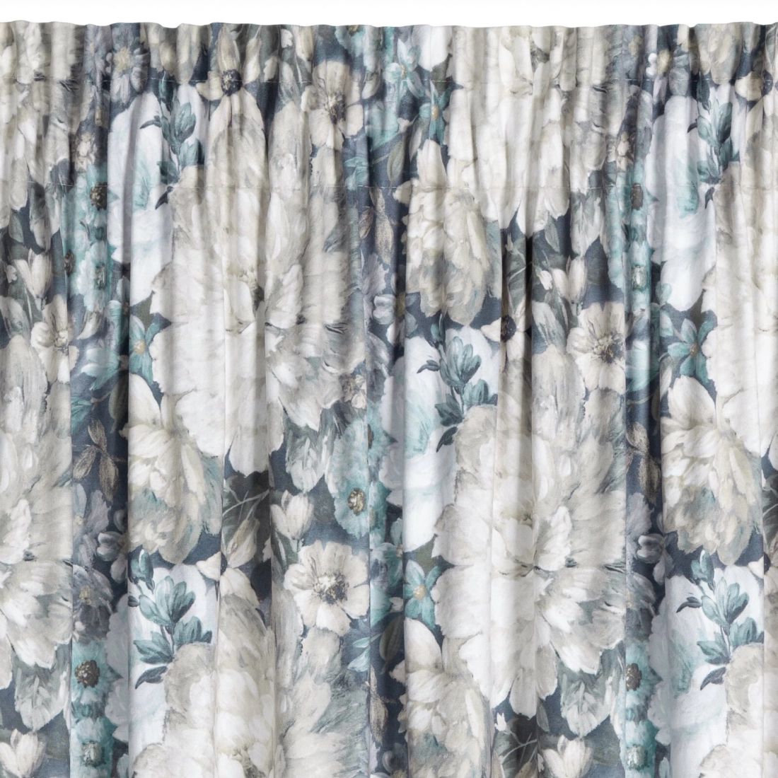 Záves 140x270 cm zamatový krémový, modrý na riasiacu pásku LUCIA