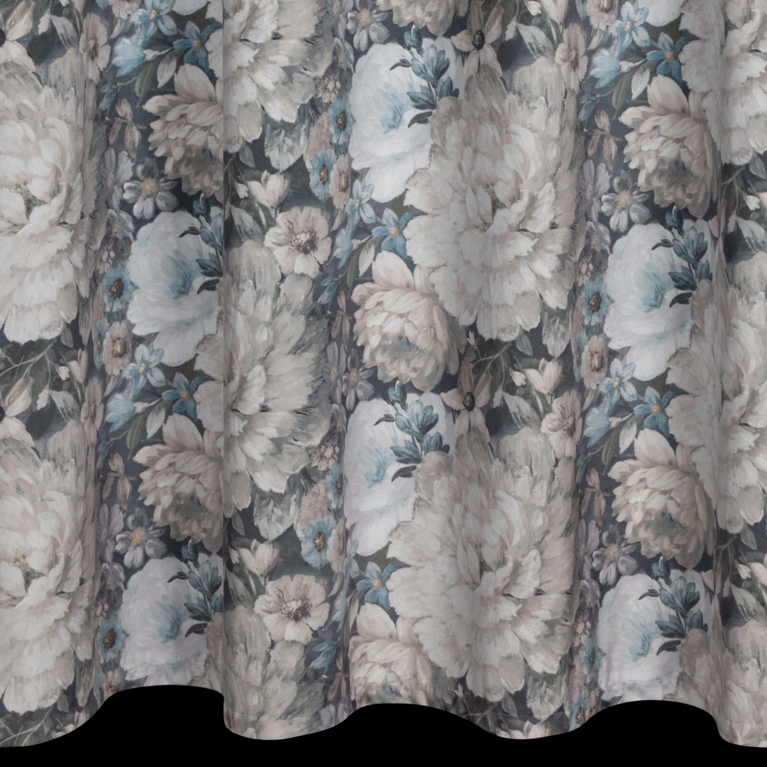 Záves 140x270 cm zamatový krémový, modrý na riasiacu pásku LUCIA