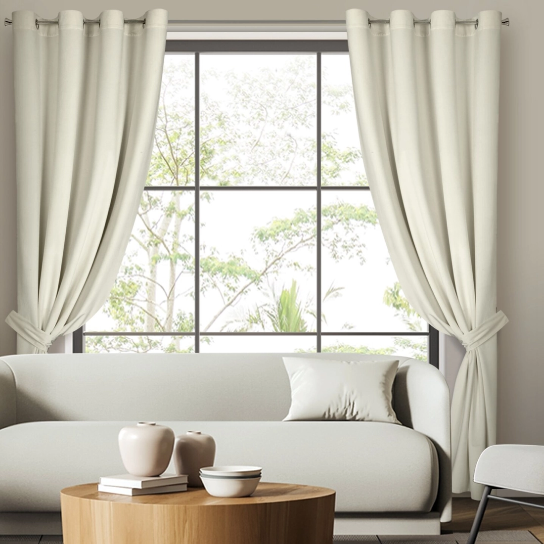 Záves 140x270 cm zamatový krémový na kovové krúžky ANTARA