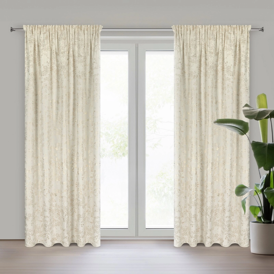 Záves 140x270 cm zamatový krémový na riasiacu pásku FELIS