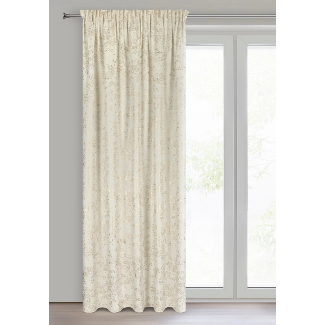 Záves 140x270 cm zamatový krémový na riasiacu pásku FELIS