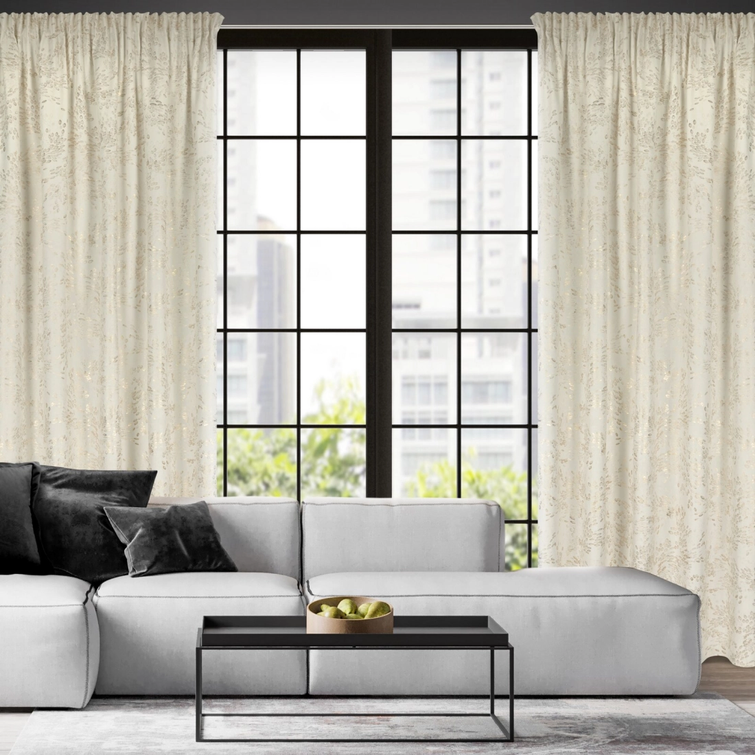 Záves 140x270 cm zamatový krémový na riasiacu pásku FELIS