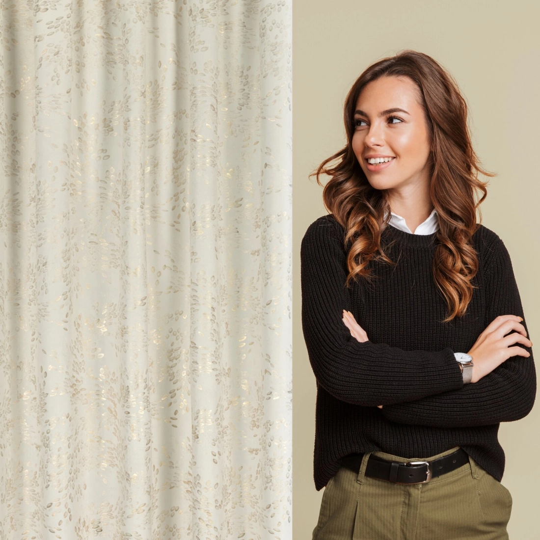 Záves 140x270 cm zamatový krémový na riasiacu pásku FELIS