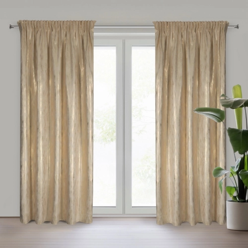 Záves 140x270 cm zamatový krémový šampanský na riasiacu pásku EMILA