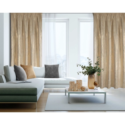 Záves 140x270 cm zamatový krémový šampanský na riasiacu pásku EMILA