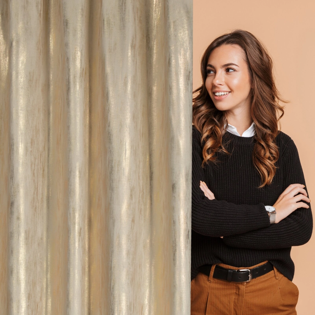 Záves 140x270 cm zamatový krémový šampanský na riasiacu pásku EMILA