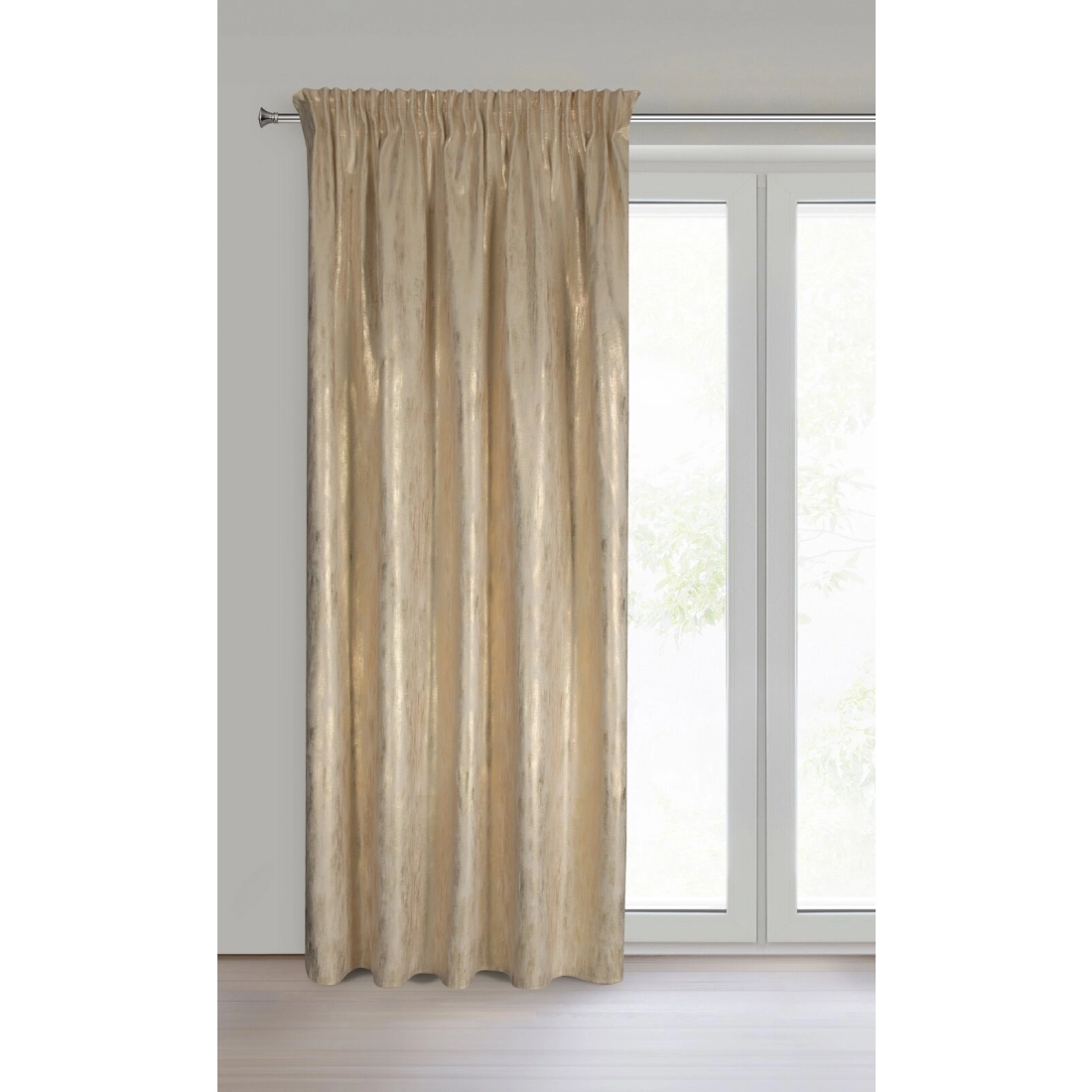 Záves 140x270 cm zamatový krémový šampanský na riasiacu pásku EMILA