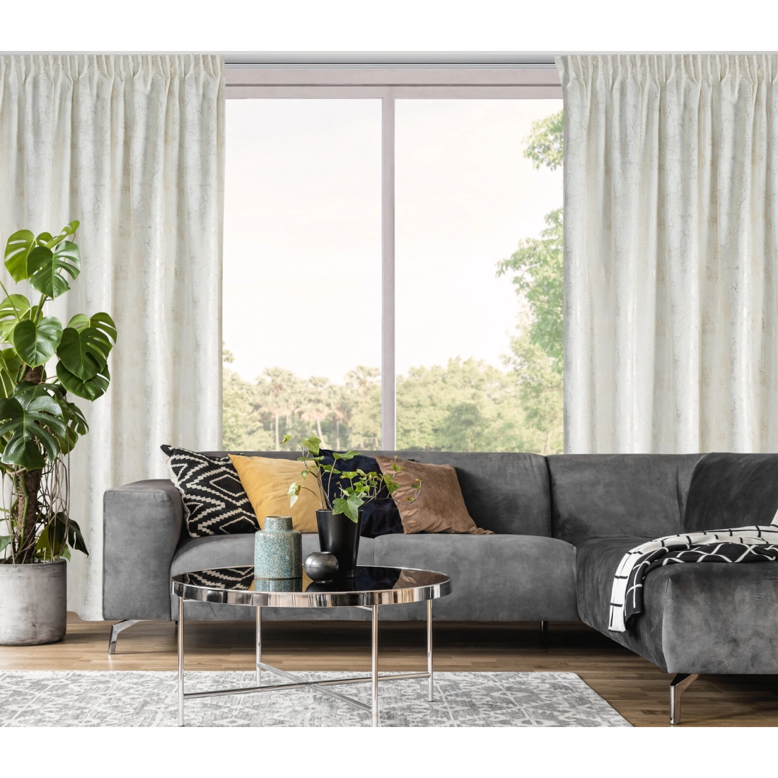 Záves 140x270 cm zamatový krémový šampanský na riasiacu pásku INGRID