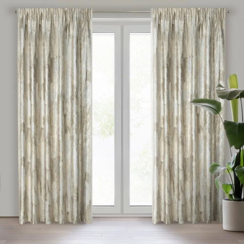 Záves 140x270 cm zamatový krémový so zlatistým mramorovým vzorom na riasiacu pásku ELLA