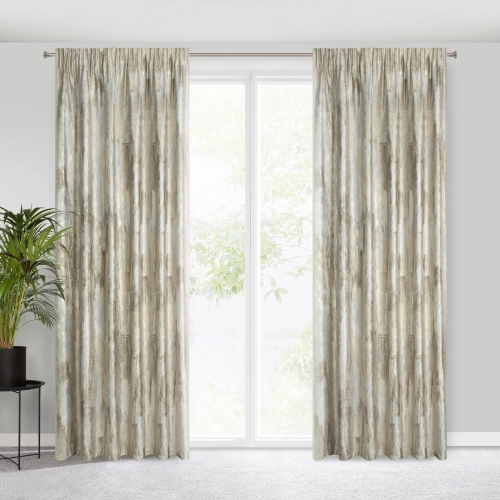 Záves 140x270 cm zamatový krémový so zlatistým mramorovým vzorom na riasiacu pásku ELLA