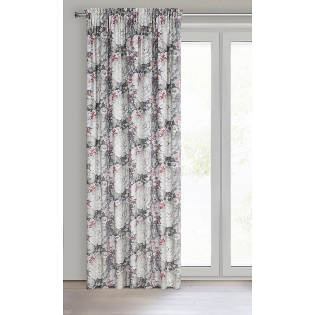 Záves 140x270 cm zamatový krémový, tmavoružový na riasiacu pásku LUCIA