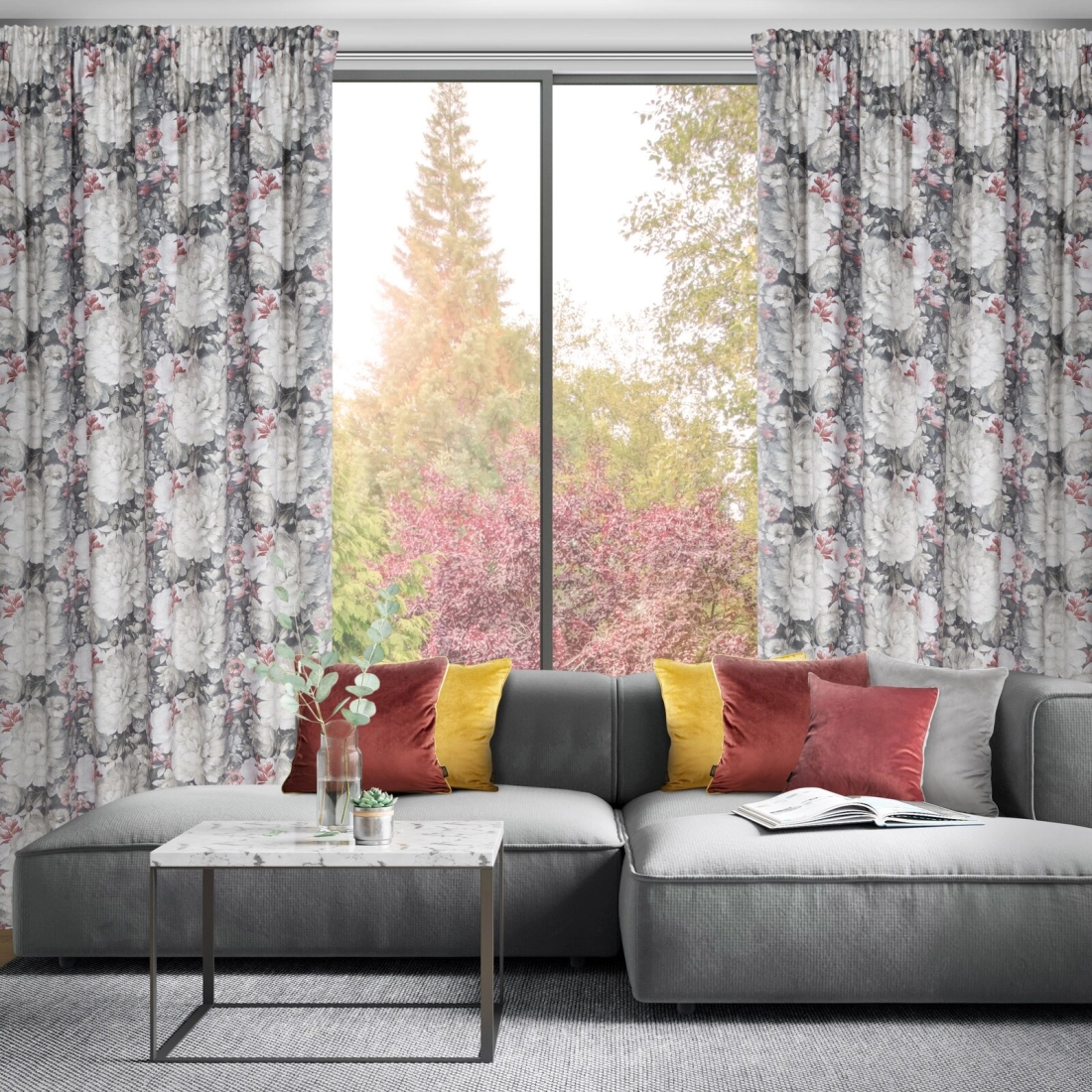 Záves 140x270 cm zamatový krémový, tmavoružový na riasiacu pásku LUCIA