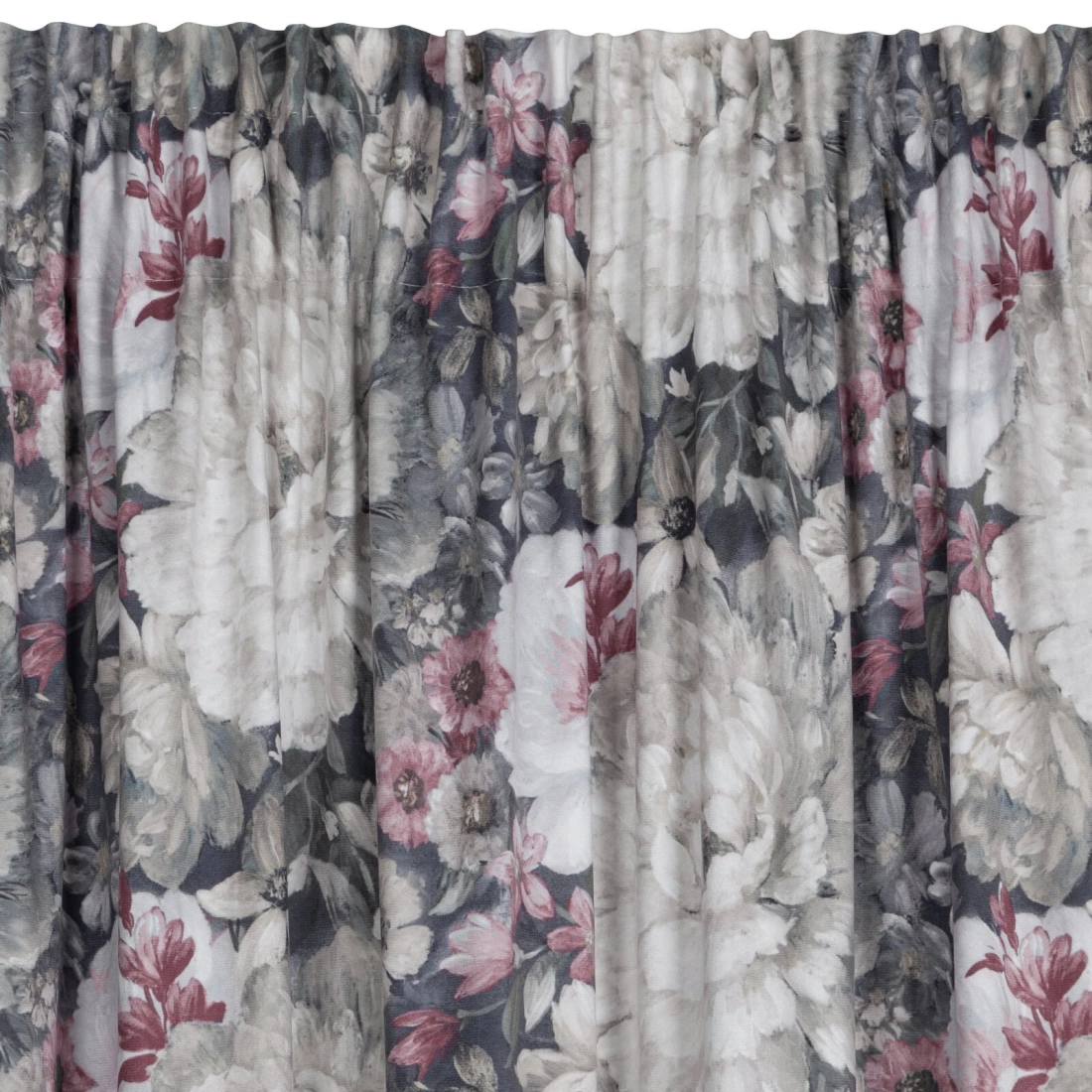 Záves 140x270 cm zamatový krémový, tmavoružový na riasiacu pásku LUCIA