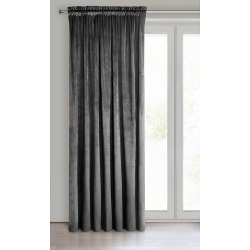 Záves 140x270 cm zamatový matný čierny na riasiacu pásku MELANIE