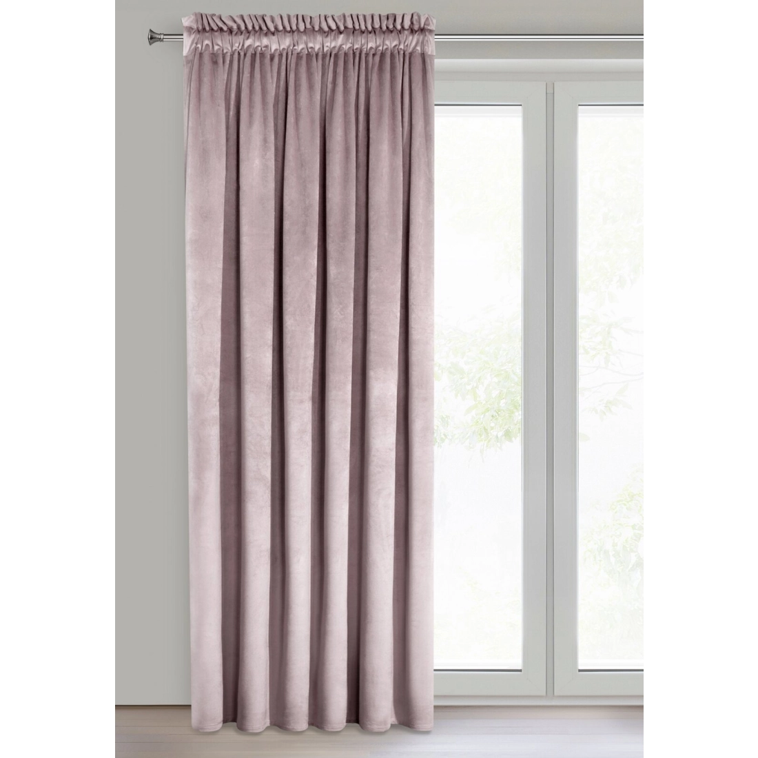Záves 140x270 cm zamatový matný púdrovo ružový na riasiacu pásku MELANIE