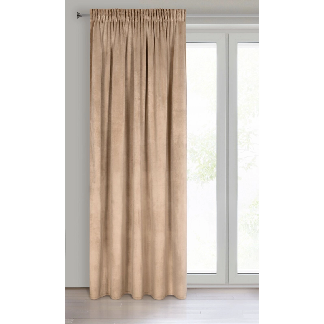 Závěs 140x270 cm sametový matný tmavě béžový na řasící pásku MELANIE