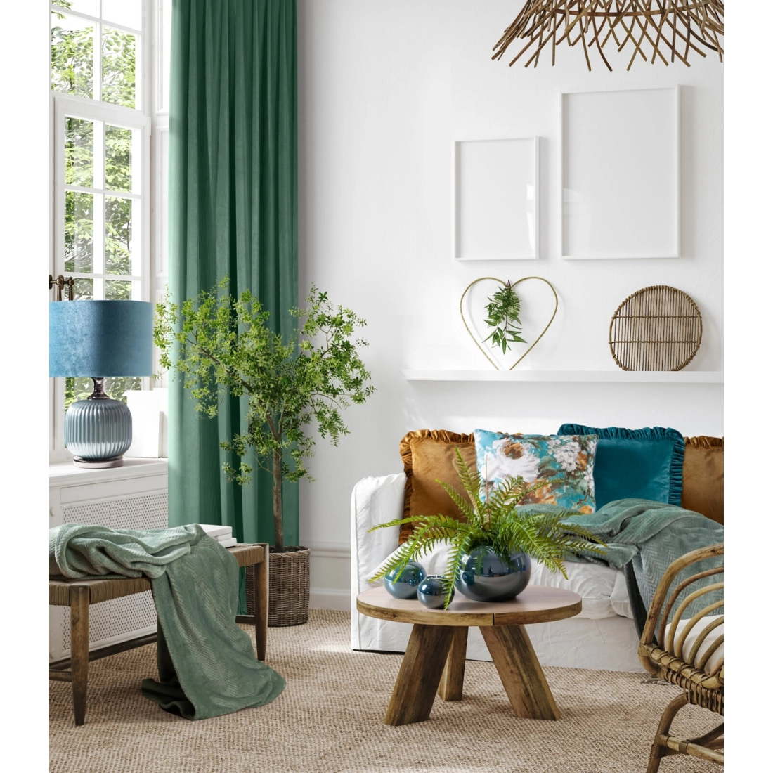 Záves 140x270 cm zamatový mätový na riasiacu pásku SIBEL Pierre Cardin