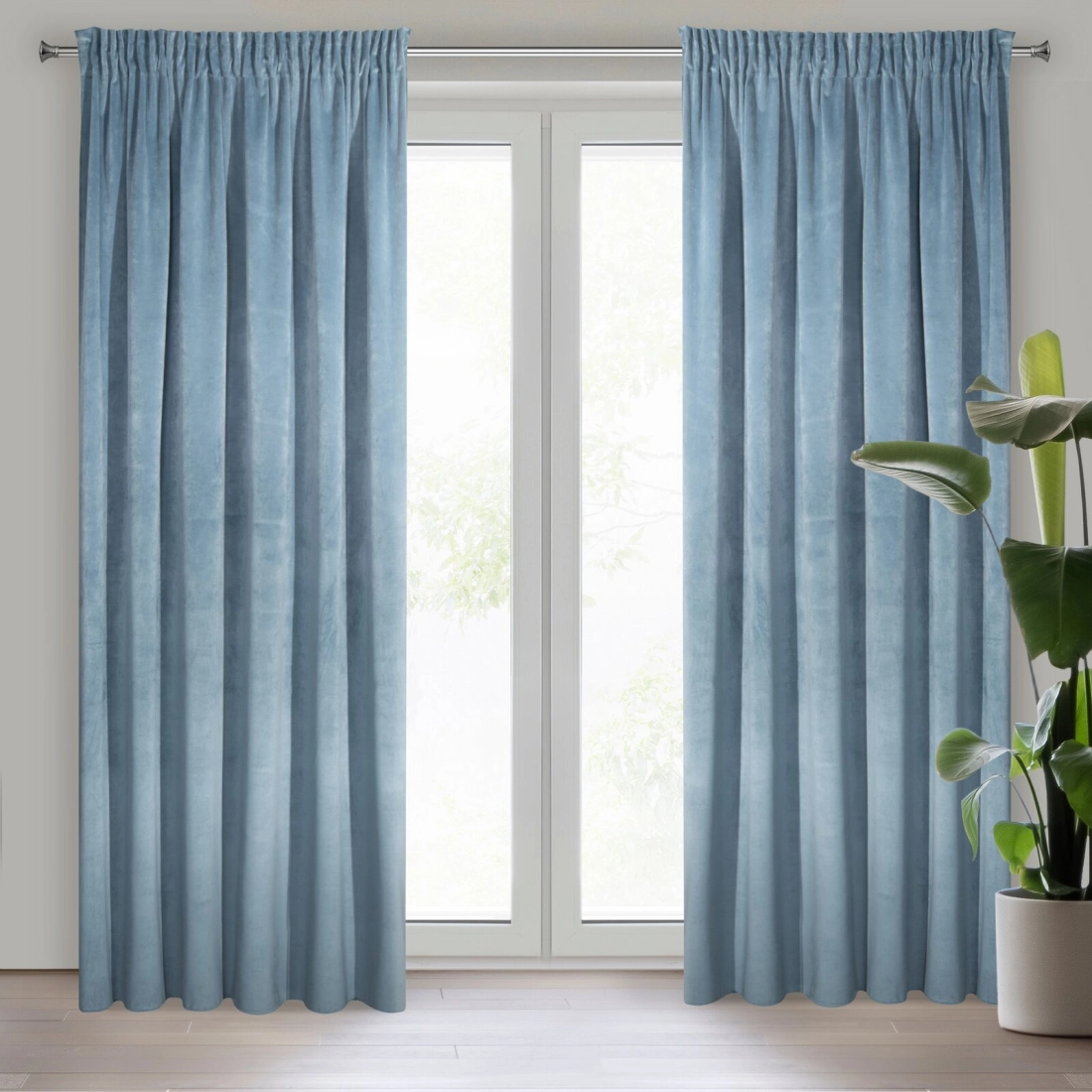 Záves 140x270 cm zamatový modrý na riasiacu pásku RIA Diva Line