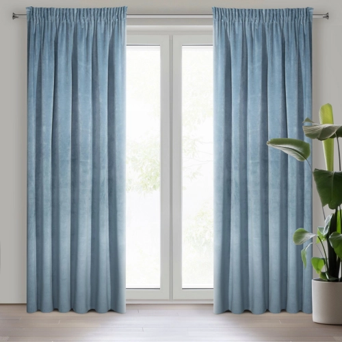 Záves 140x270 cm zamatový modrý na riasiacu pásku VILLA