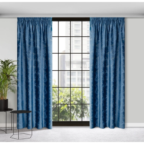 Záves 140x270 cm zamatový modrý, šampanský na riasiacu pásku ADRIA