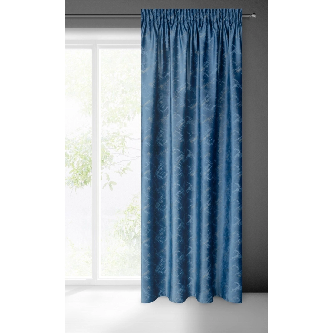 Sametový závěs 140 x 270 cm modrý, šampaňský na řasicí pásce ADRIA