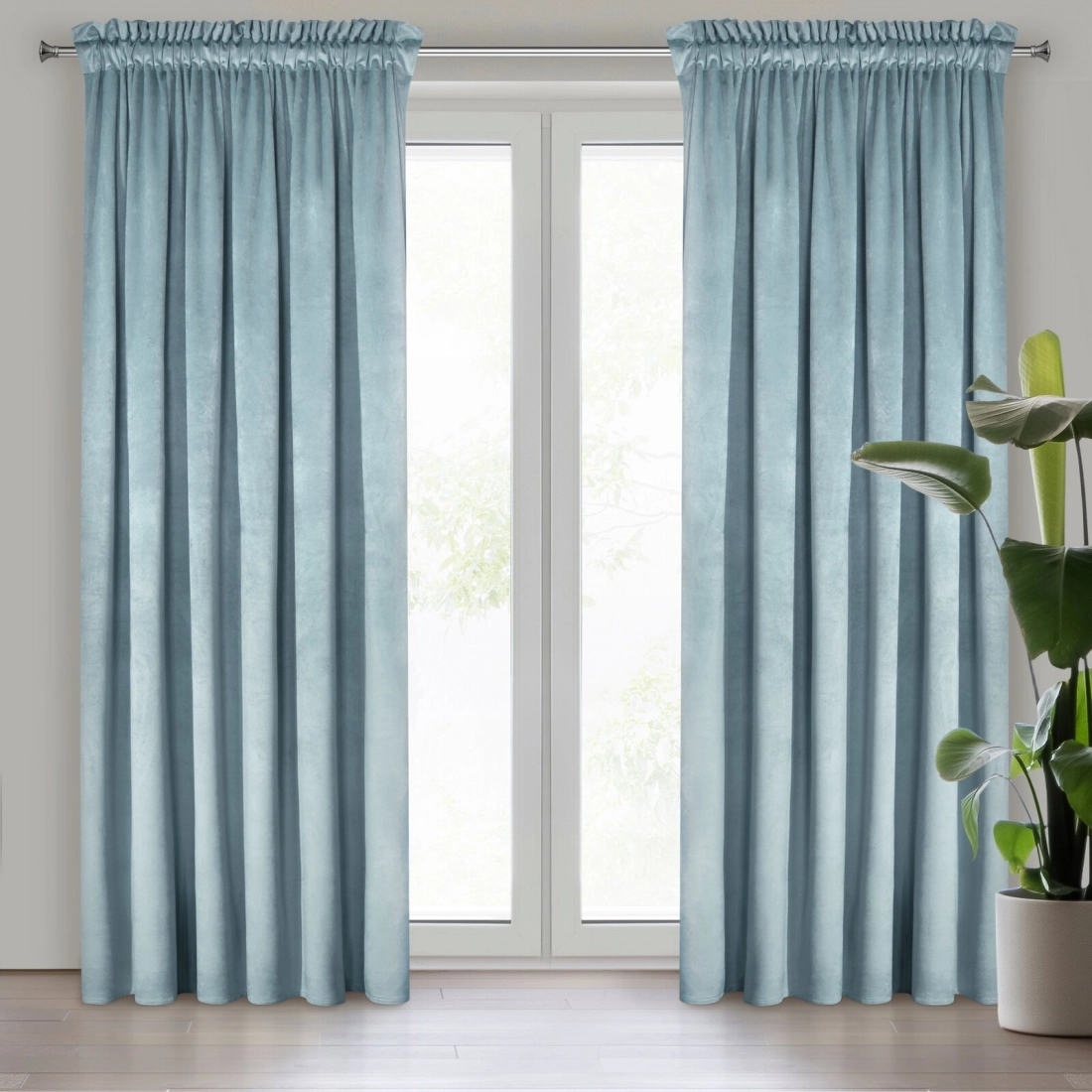 Záves 140x270 cm zamatový morsky na riasiacu pásku MELANIE