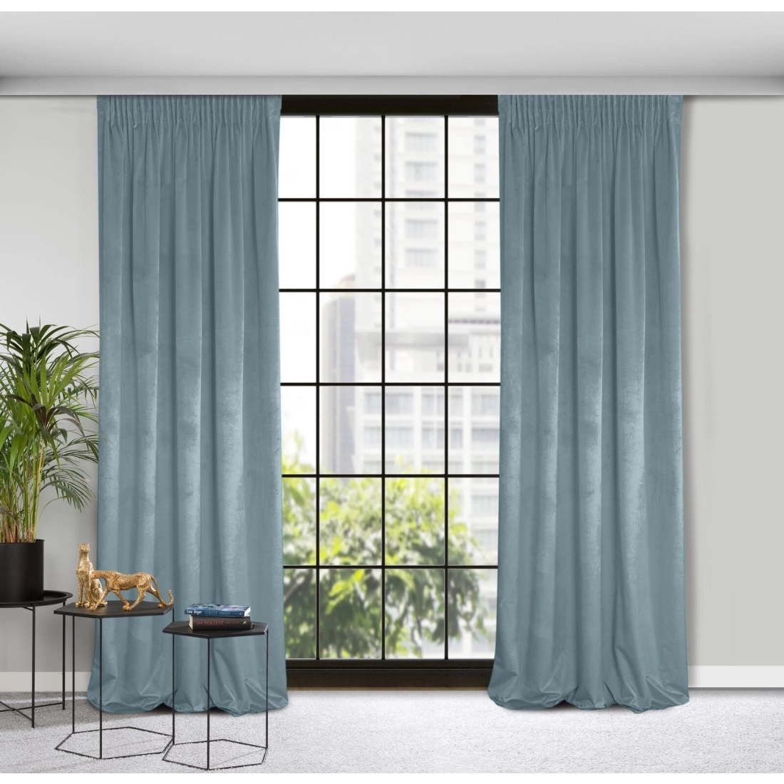 Záves 140x270 cm zamatový morský na riasiacu pásku ROSA Design 91