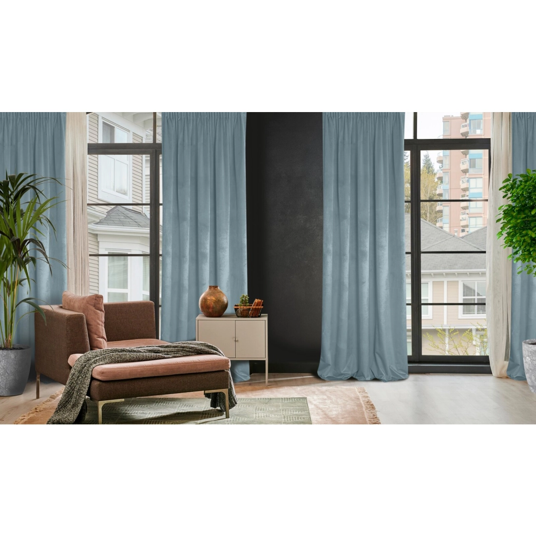 Záves 140x270 cm zamatový morský na riasiacu pásku ROSA Design 91