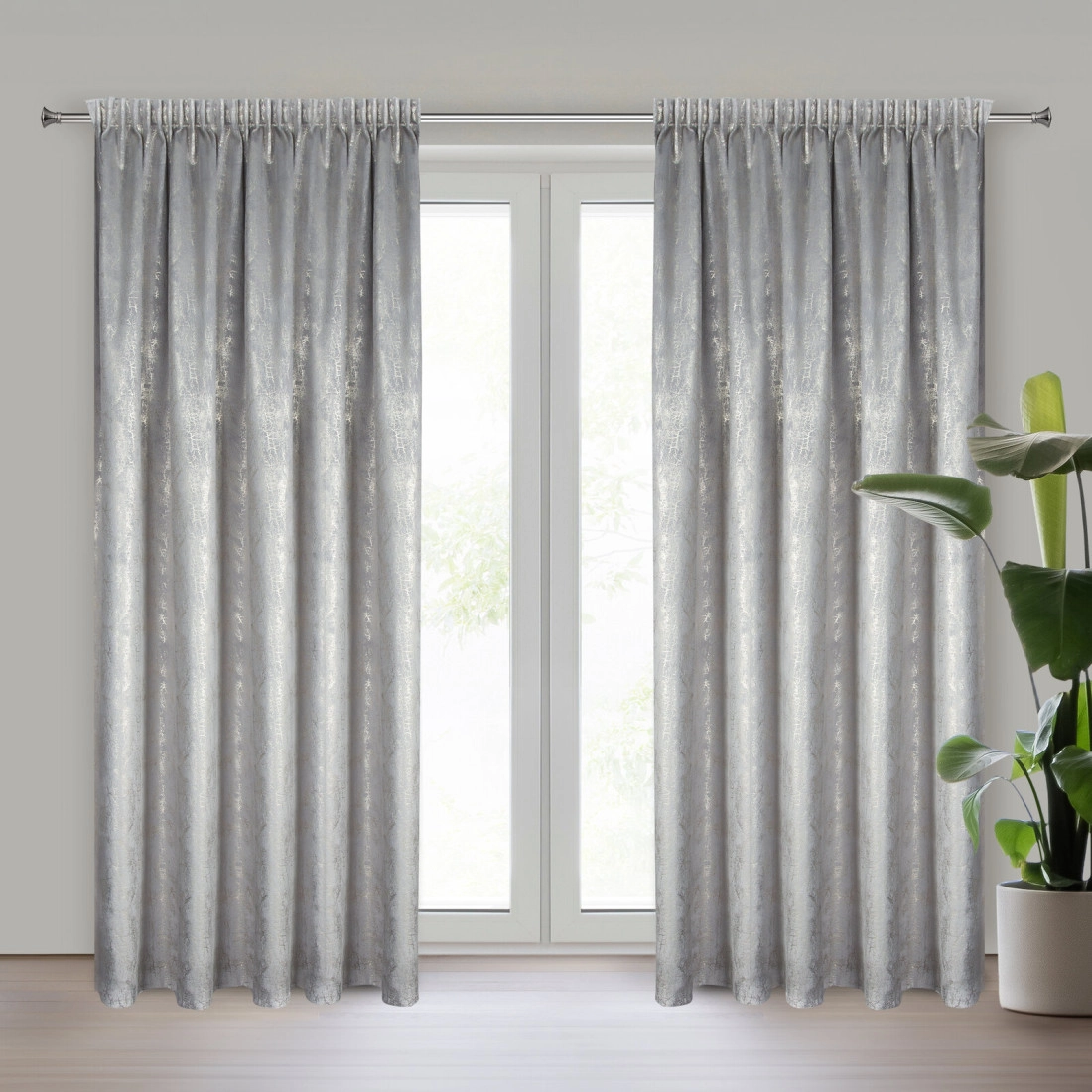 Záves 140x270 cm zamatový oceľový a šampanský na riasiacu pásku INGRID