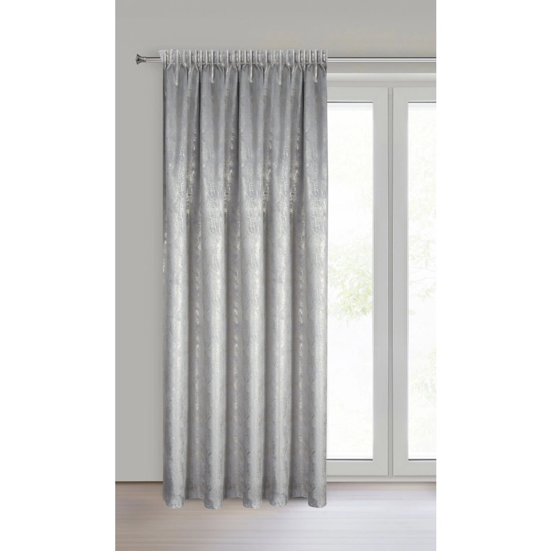 Záves 140x270 cm zamatový oceľový a šampanský na riasiacu pásku INGRID