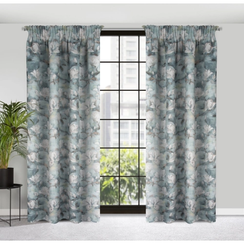 Záves 140x270 cm zamatový oceľový, krémový na riasiacu pásku GRACJA