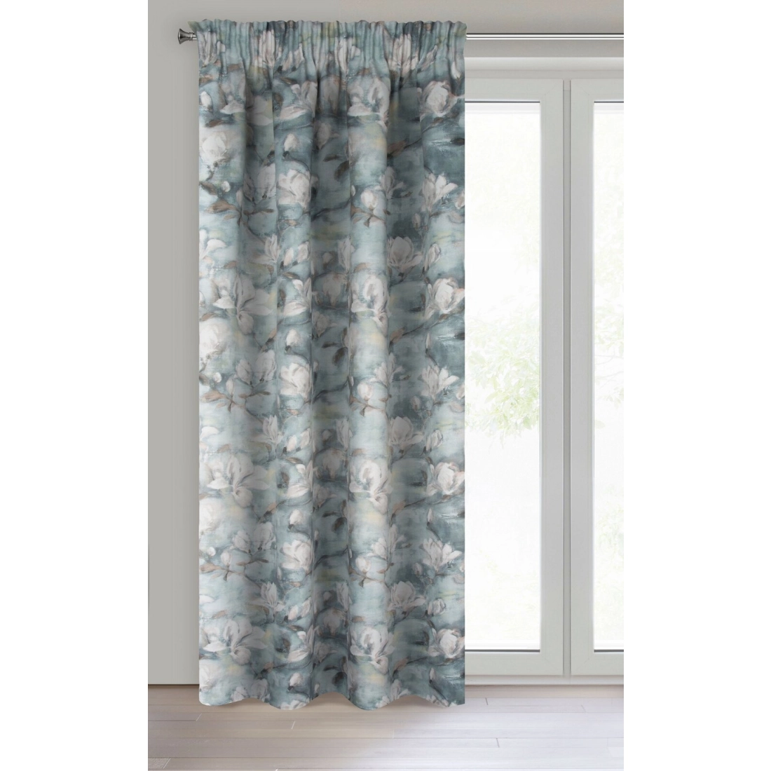 Záves 140x270 cm zamatový oceľový, krémový na riasiacu pásku GRACJA