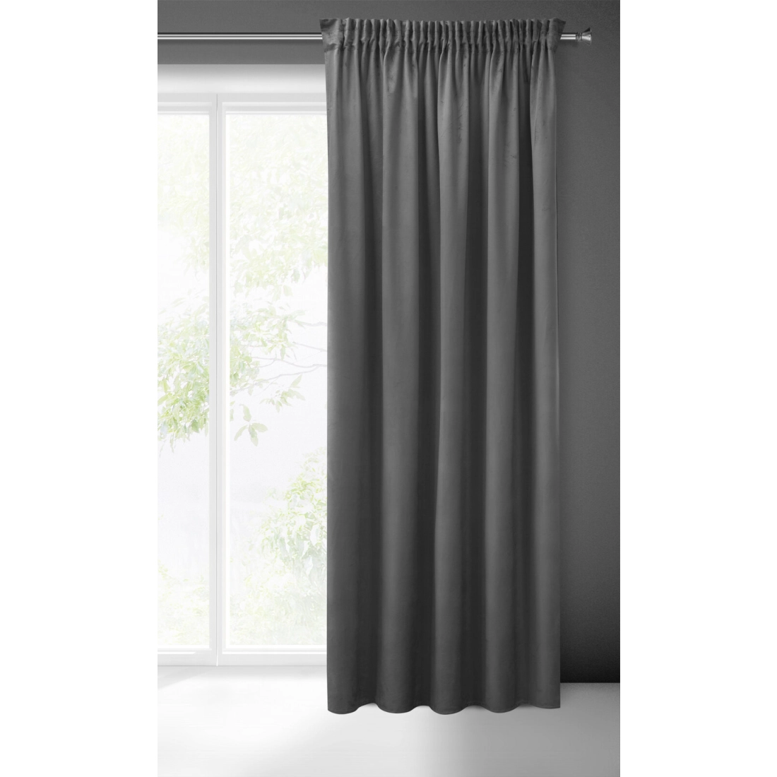 Záves 140x270 cm zamatový oceľový na riasiacu pásku SIBEL Pierre Cardin